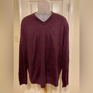 Dockers - Mens burgundy v-neck sweater, Size: XL